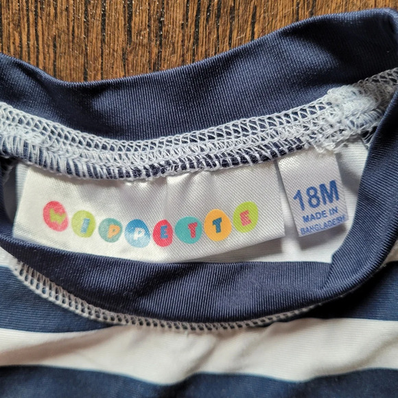 Wippette Red White and Blue Striped Crab Oh Snap Rashguard Size Boy's 18 Months - Picture 4 of 5